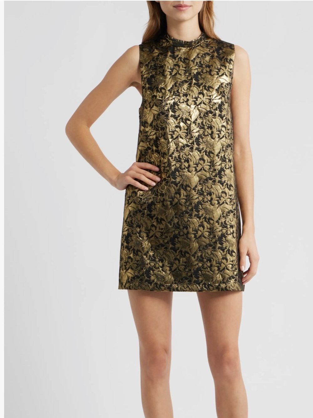 Sister Jane Gold and Black Brocade Mini Dress